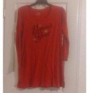 Victoria's Secret red nightgown snowflake dress PJs Large Rhinestones RGUC